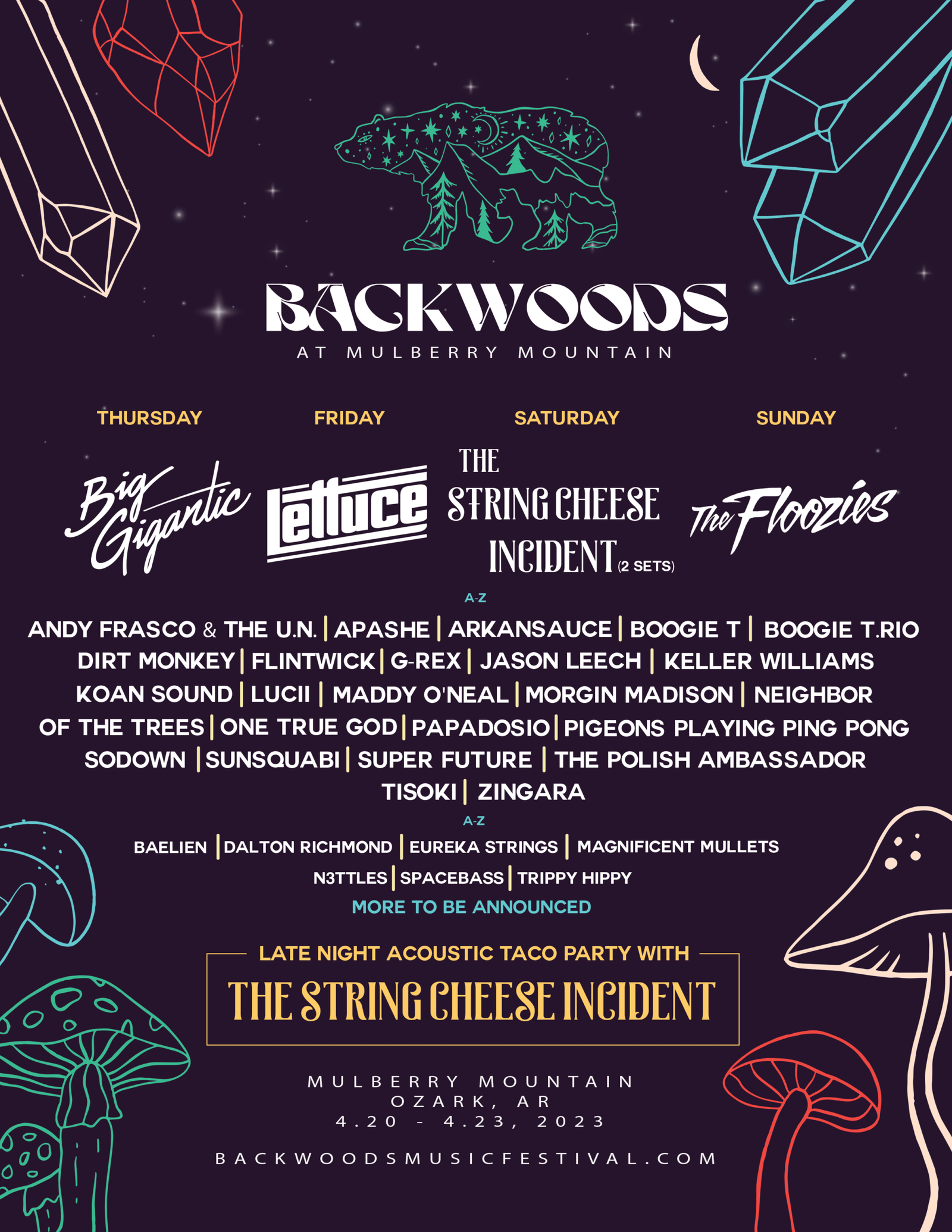 Backwoods at Mulberry Mountain 2023 Lineup