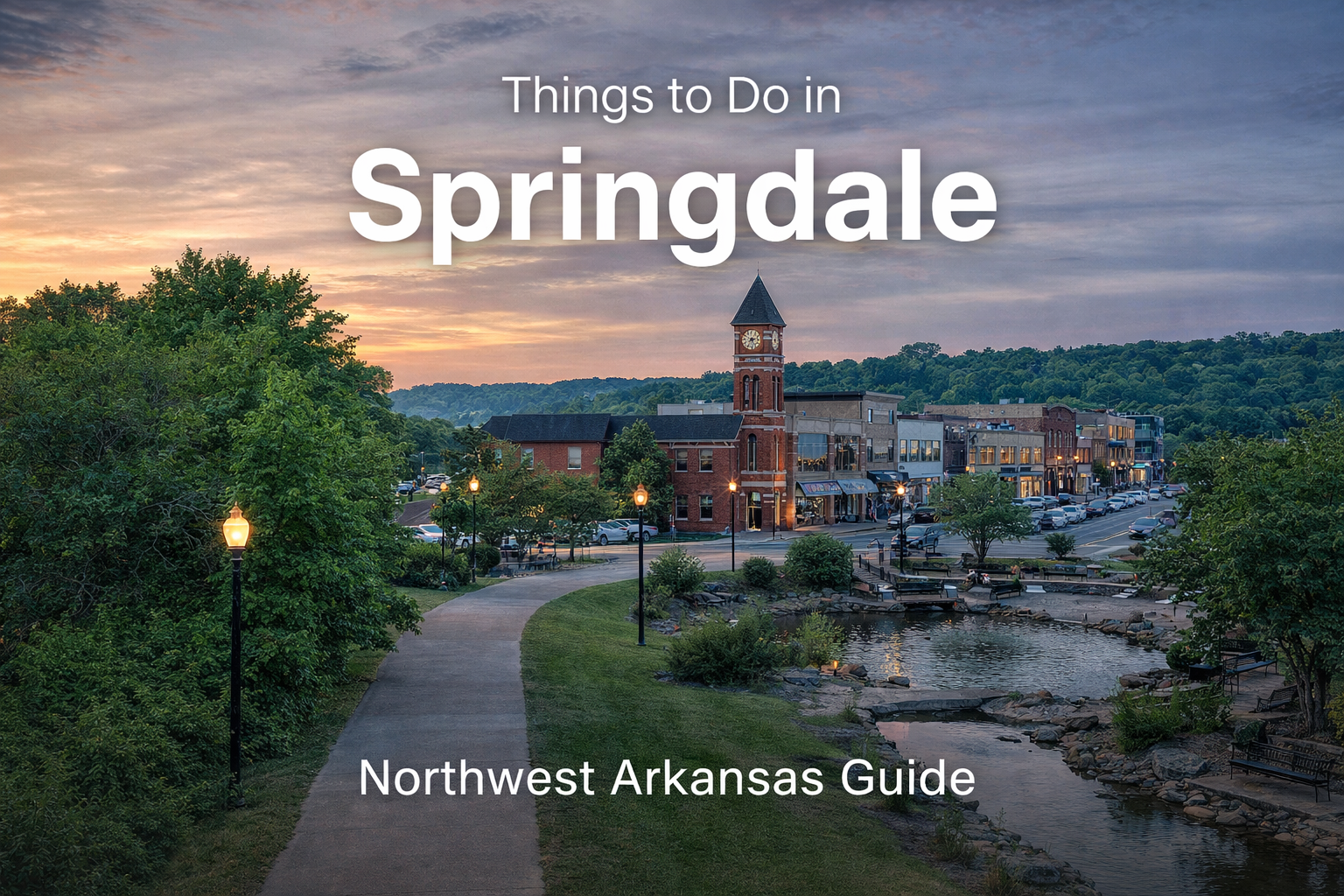 Things to Do in Springdale Arkansas – Downtown skyline at sunset